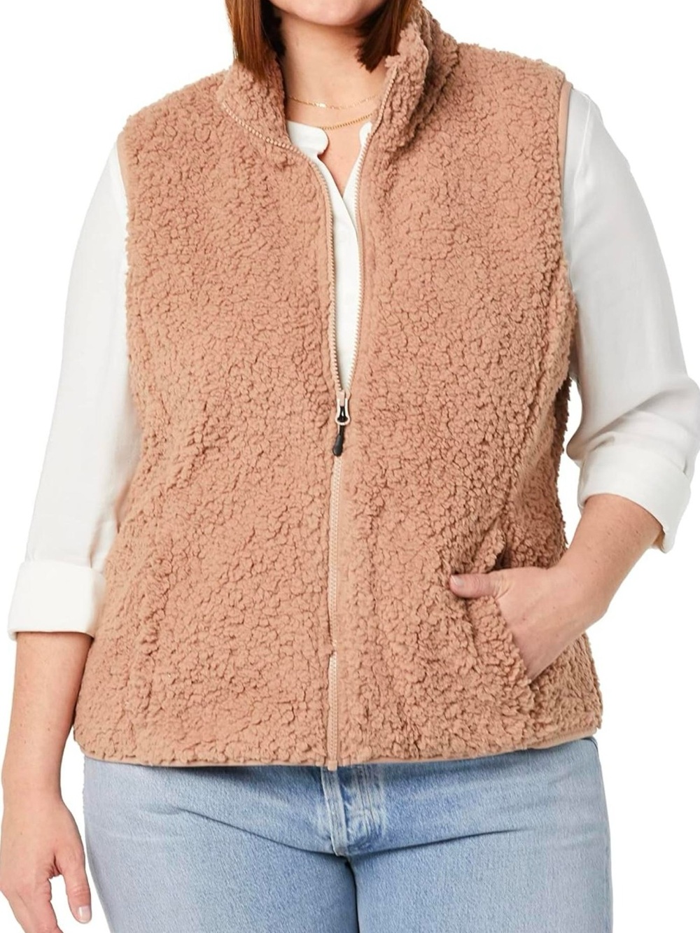 XL Cozy Beige Tan/Sherpa Warm Vest New NWT